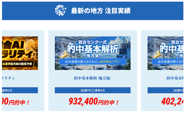 勝馬総合センターの的中実績